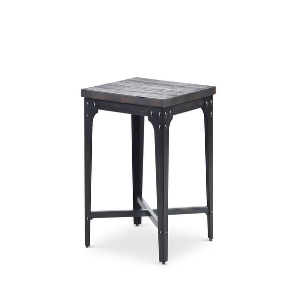 Grey Distressed Finish Square End Table Coffee Table