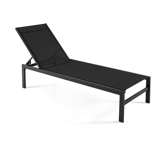 Tangkula Patio Chaise Lounge Adjustable Lounge Chair W 6 position Backrest Black