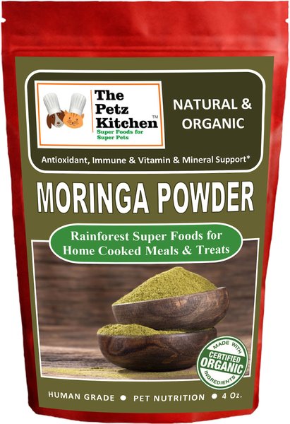 The Petz Kitchen Moringa Leaf Powder Antioxidant Vitamin and Mineral Support Dog and Cat Supplement