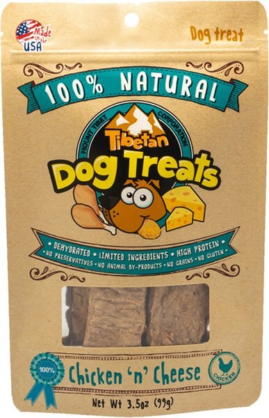 Tibetan Dog Treats Chicken 'n' Cheese Grain-Free Dehydrated Dog Treats， 3.5-oz pouch