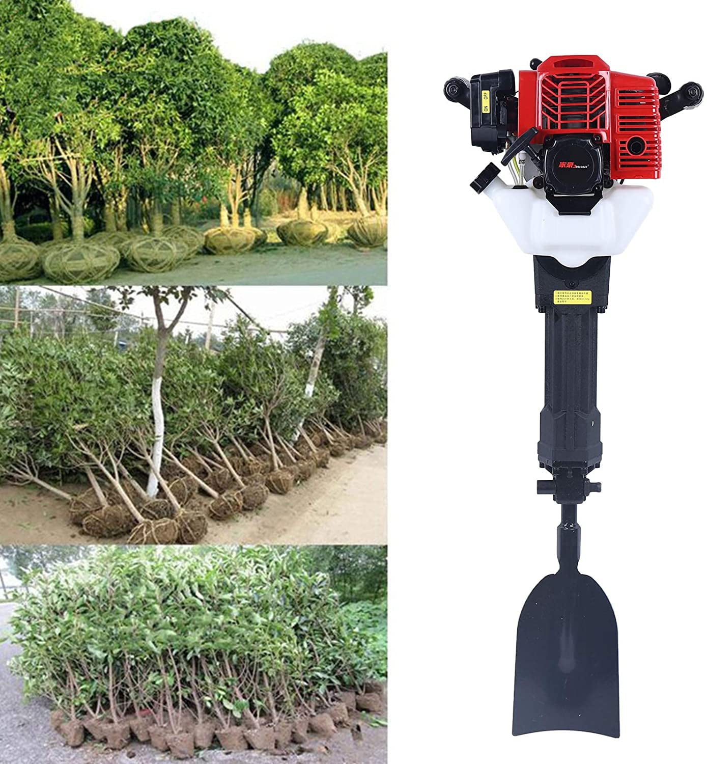 Miumaeov 1900W 52CC 2Stroke Gasoline Excavator Tree Planting Shovel Rock Drilling Machine