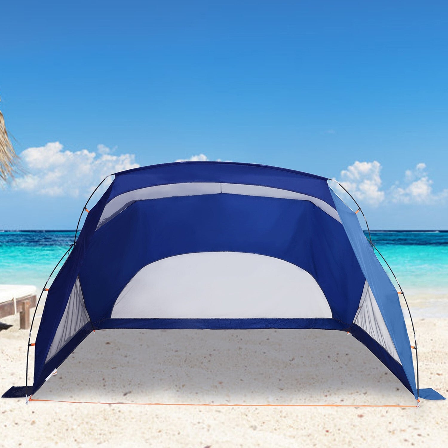 Alpha Camp 9' x 6' Beach Tent Sun Shelter UPF 50+ Portable Tent for 3-4 Person with Carry Bag， Navy Blue