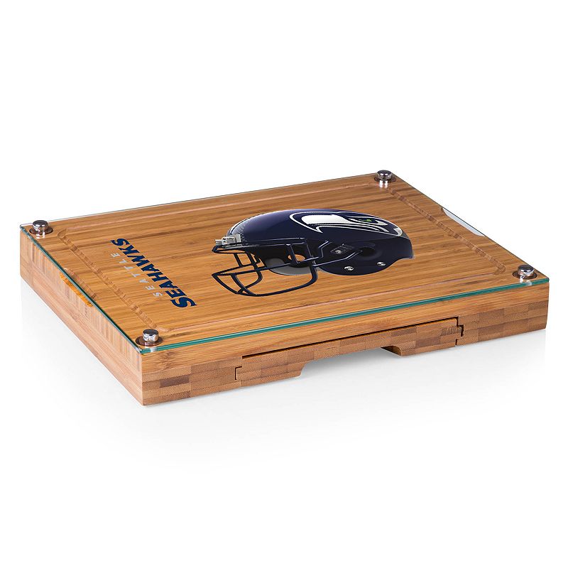 Picnic Time Seattle Seahawks Concerto Bamboo Cutting Board and Cheese Tools Set