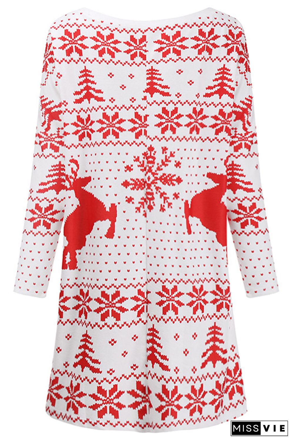 Christmas Print Long Sleeve Dress Women Wholesale