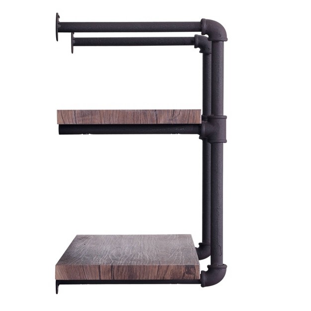 Tarian Industrial Wall mounted Shelf Dark Brown Christopher Knight Home