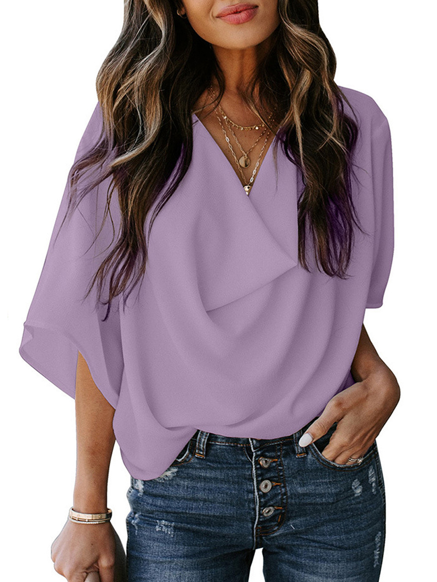 Chiffon Loose V-neck Casual Blouse