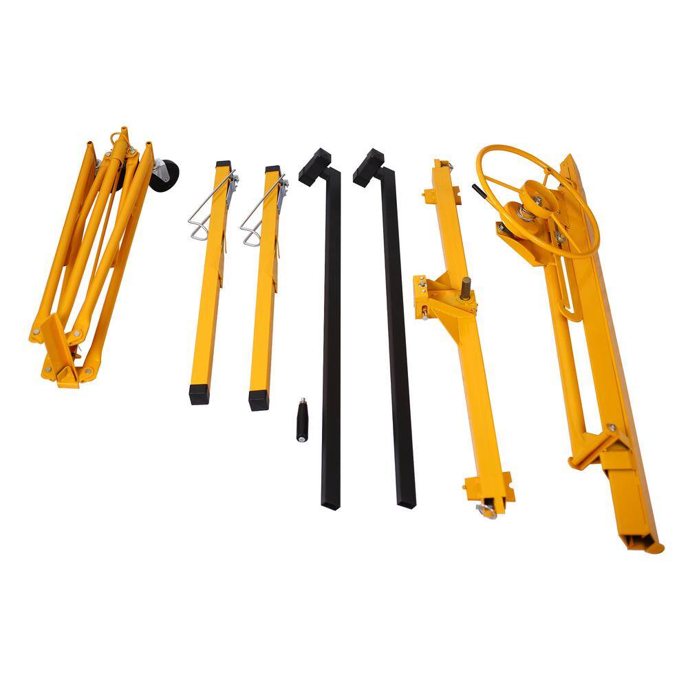 Runesay 16 ft. Drywall Panel Hoist Drywall Lift Rolling Panel Hoist Jack Lifter in Yellow CON-CRET-3