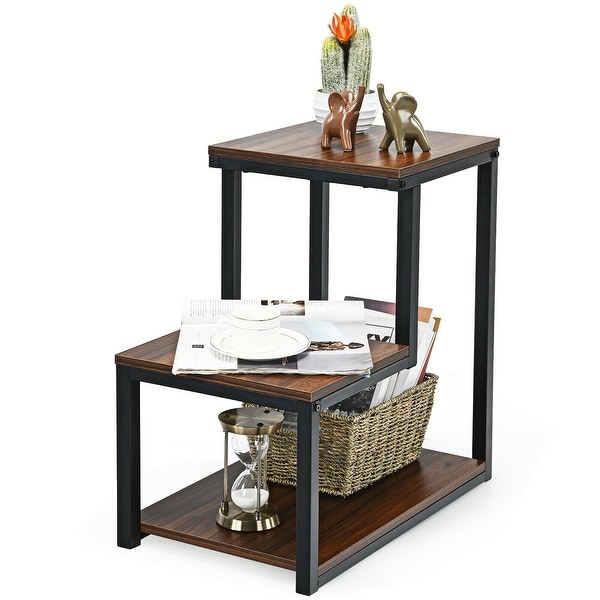 Costway 3-Tier End Table Side Table Night Stand W/ Storage Shelf for