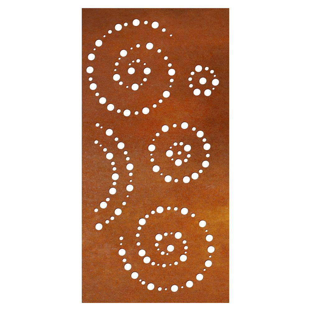 OUTDECO Spiral 3 ft. x 6 ft. Oxy-Shield Corten Steel Decorative Screen Panel in Rust with 6-Screws OXY005