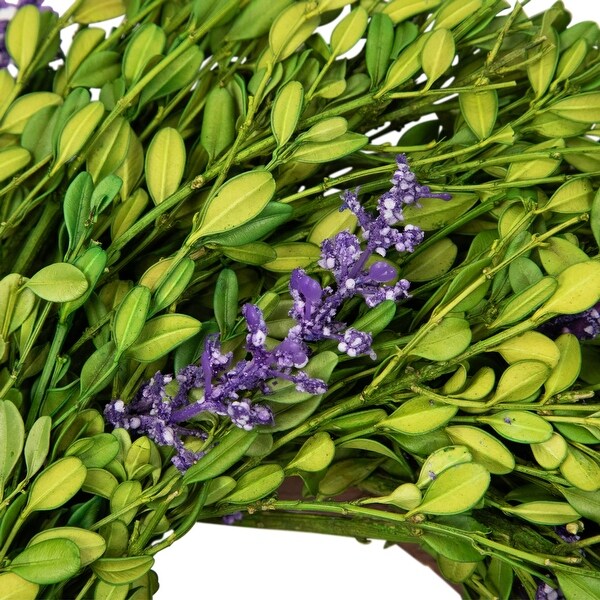 Purple Lavender and Green Foliage Artificial Spring Wreath 11 Unlit