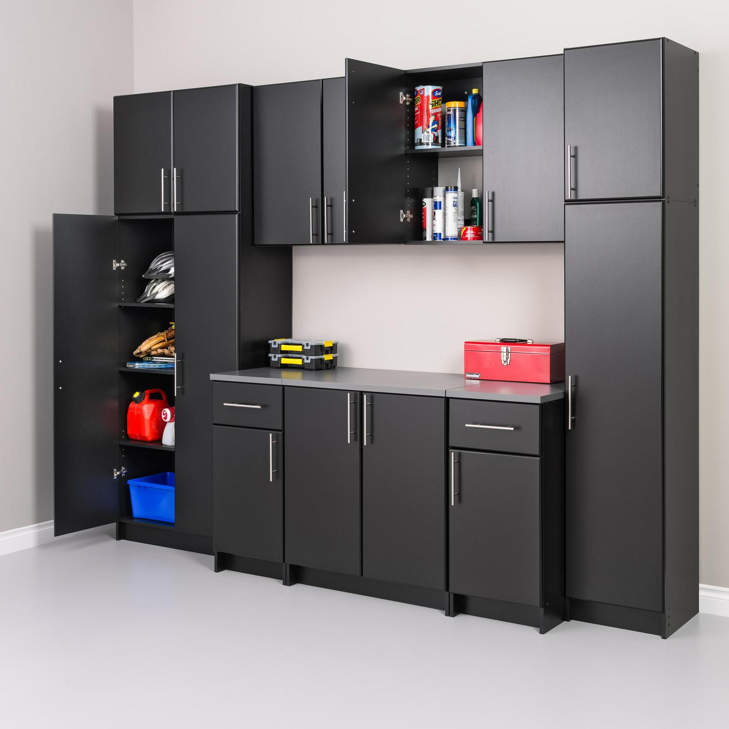 Prepac 1-Shelf Stackable Wall Cabinet， Black