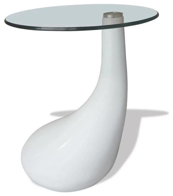 vidaXL 2x Coffee Tables with Round Glass Top High Gloss Gray Tea Table Set   Contemporary   Coffee Tables   by vidaXL LLC  Houzz