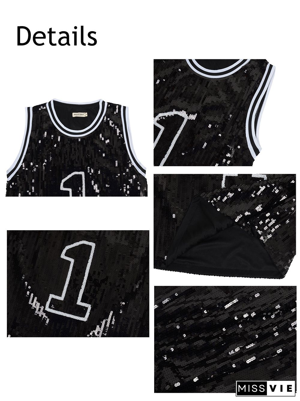 Sparkle Glitter Hip Hop Number 1 T-Shirt Top Blouse Tunic Sequins Basketball Tank Vests