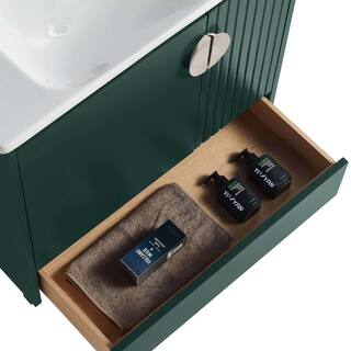 FINE FIXTURES Venezian 30 in. W x 18.11 in. D x 33 in. H Bathroom Vanity Side Cabinet in Green with White Ceramic Top VN30GN-VNHA1SN