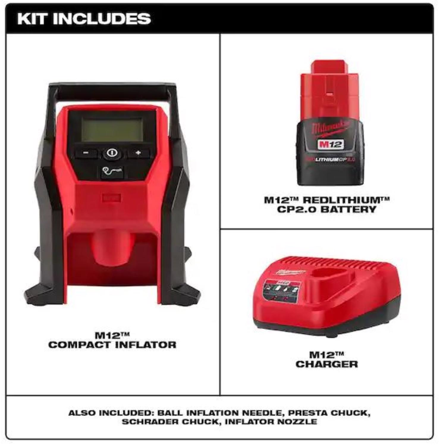 MW M12 12 V 120 psi Cordless Inflator