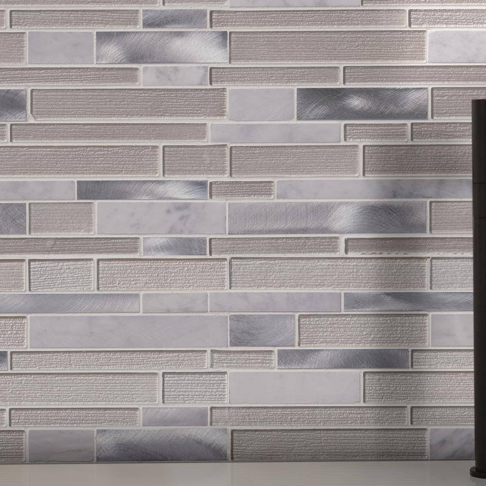 MSI White Wave Interlocking 11.75 in. x 12.5 in. Mixed Multi-Surface Metal Look Wall Tile (20 sq. ft.Case) SGLSMTIL-WHTWA