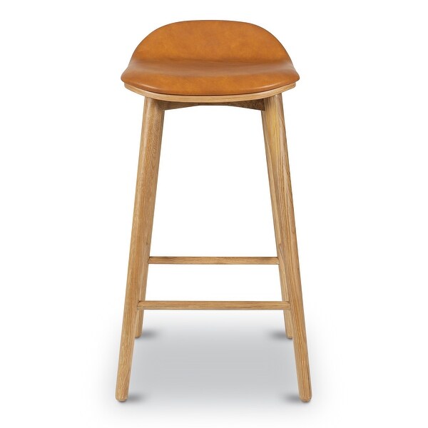 Poly and Bark Notello Leather Counter Stool - Solid Wood Frame