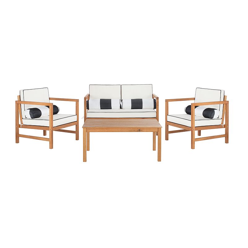 Safavieh Montez Outdoor Patio Loveseat， Chair and Coffee Table 4-piece Set