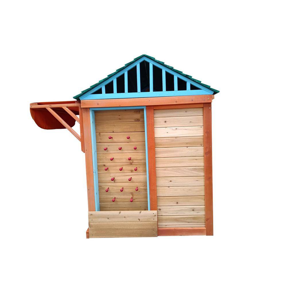 Golden Eco-friendly Outdoor Wooden 4-in-1 Playhouse with Different Games on Every Surface BF1663C497