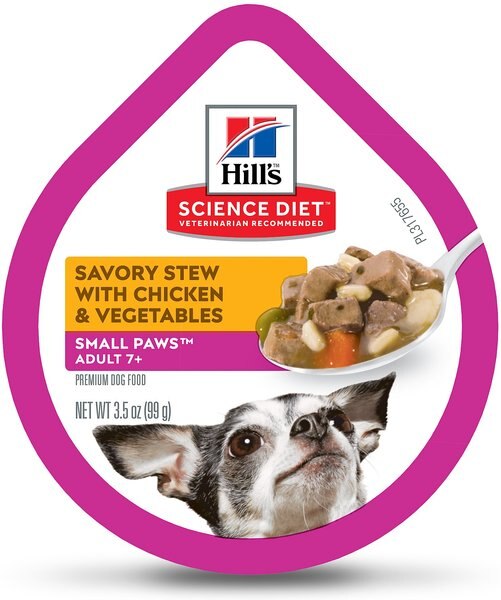 Hill's Science Diet Adult 7+ Small Paws Savory Chicken and Vegetable Stew Dog Food Trays