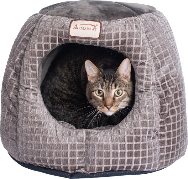 Armarkat 16-in Cave Shape Cat Bed， Bronze and Silver