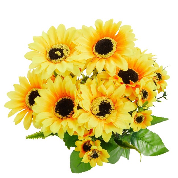 Juvale 2 Bunches Artificial Sunflowers For Decoration Centerpieces Wedding Decor Floral Arrangements Yellow 13 5 In