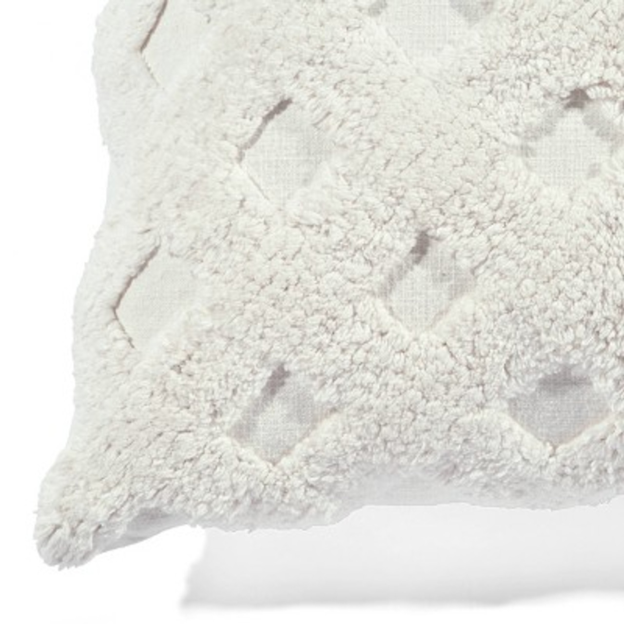 20x20 Oversize Tufted Diagonal Family-Friendly Square Throw Pillow Cover White - Lush Décor