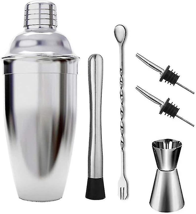 6pcs Making Set， Shaker Set 750ml Stainless Steel Bar Tool Set Bartender Kit