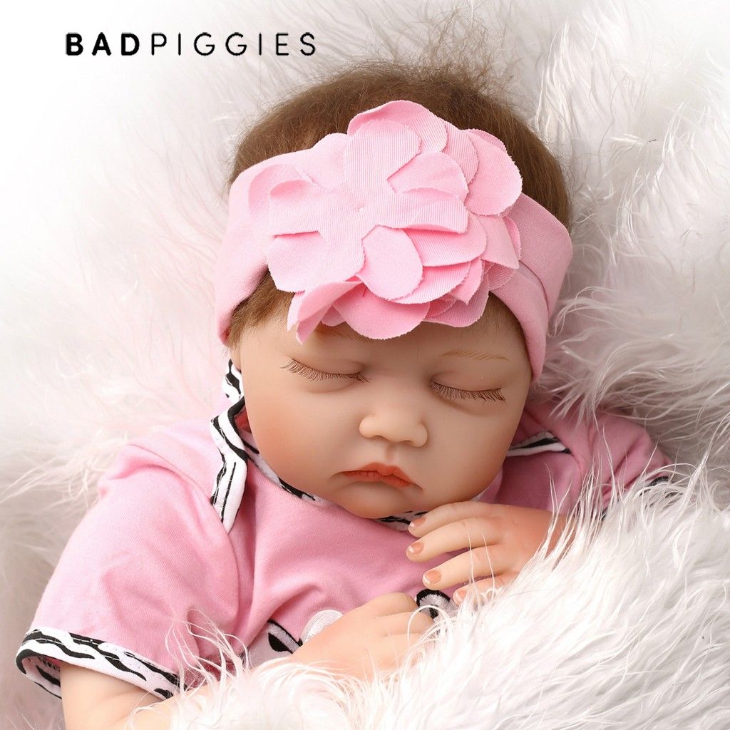 BadPiggies 22 inch Reborn Baby Dolls Girls Realistic Lifelike Handmade Dolls Toys Soft Vinyl Silicone Kids Gifts