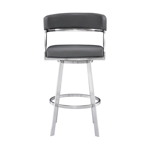 Dione Counter/Bar Height Swivel Faux Leather and Brushed Stainless Steel Bar Stool - N/A