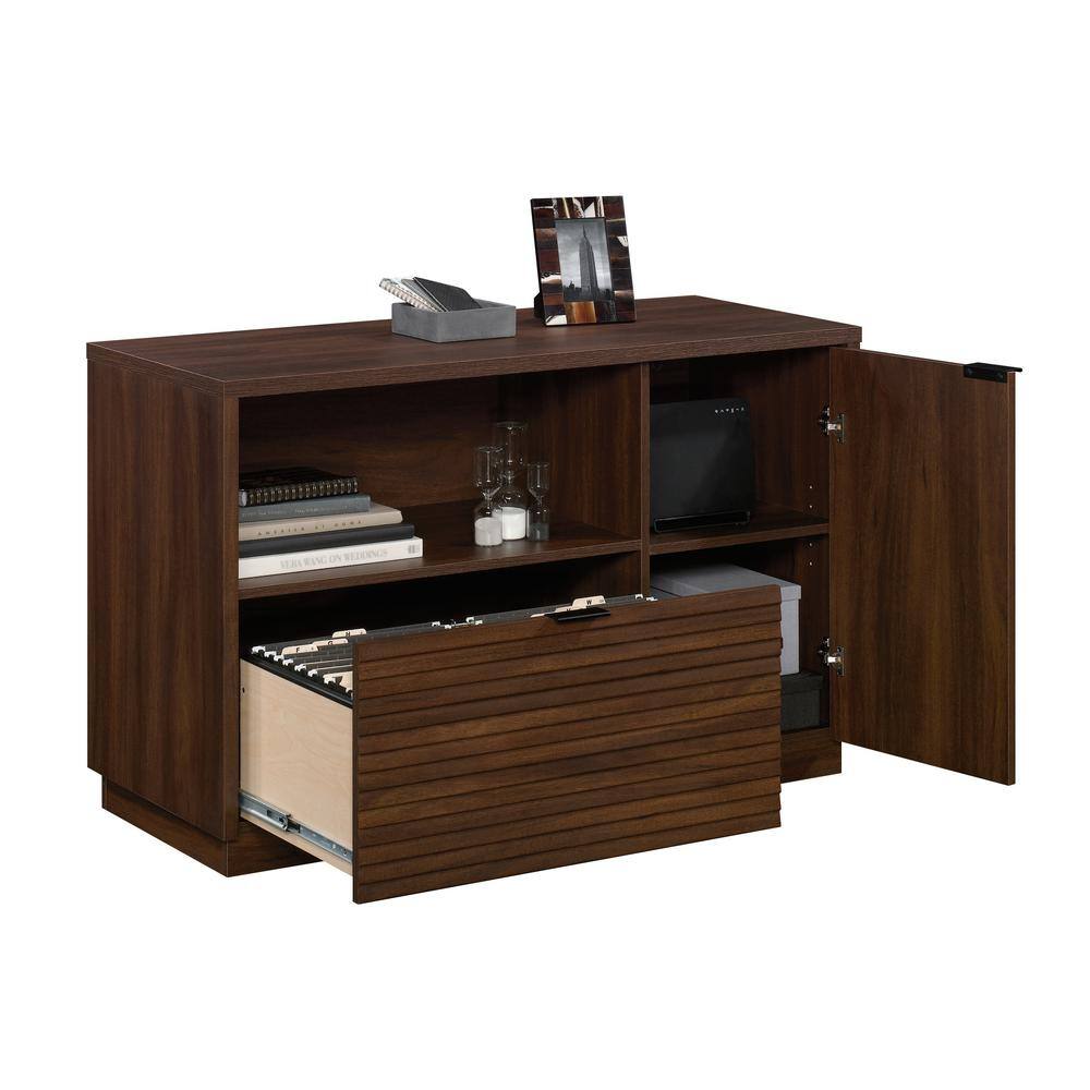 WORKSENSE Palo Alto 46.378 in. Spiced Mahogany Computer Desk Credenza with File Storage 427825