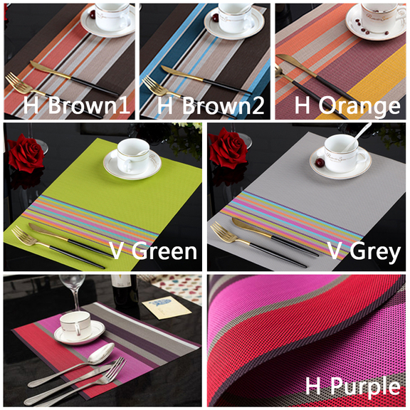 Aspire 8PCS Rainbow Stripe Placemats Heat Insulati...