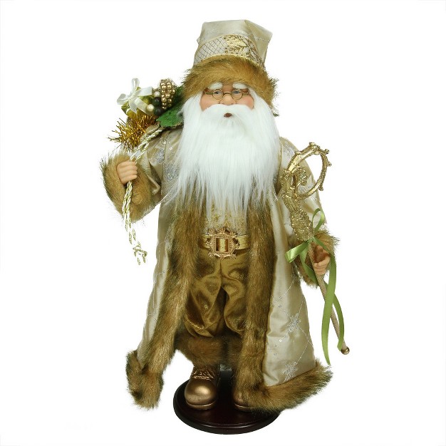 Gold And White Santa Claus With Jacket Christmas Tabletop Figurine