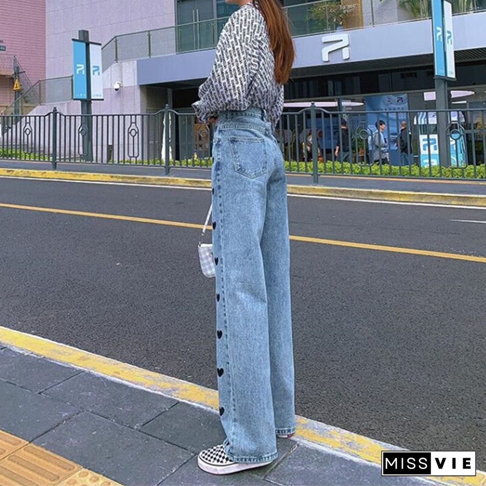 Woman Jeans High Waist Clothes Wide Leg Denim Clothing Blue Streetwear Vintage Quality Fashion Harajuku Straight Pants