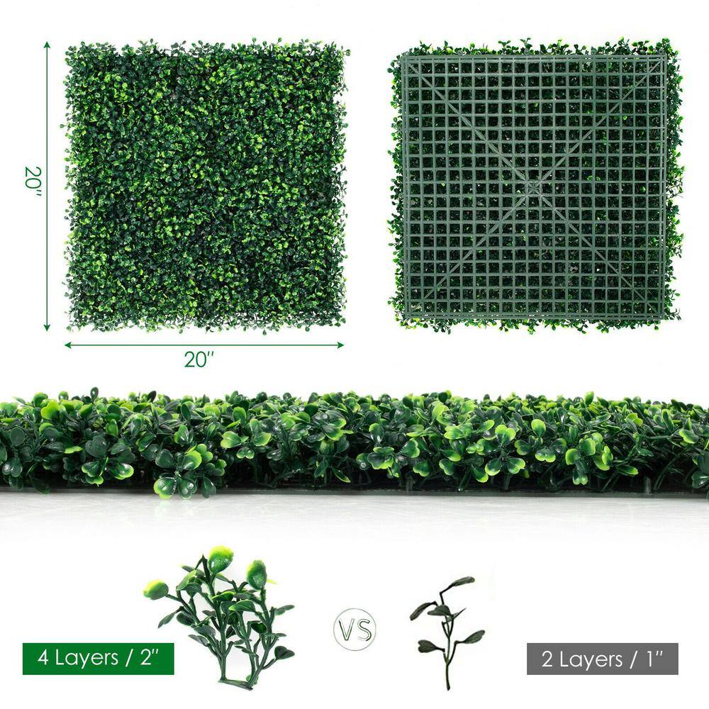 WELLFOR 12-Piece 20 in. L x 20 in. W PE Garden Fence Artificial Boxwood Panels HZ-HPY-10013