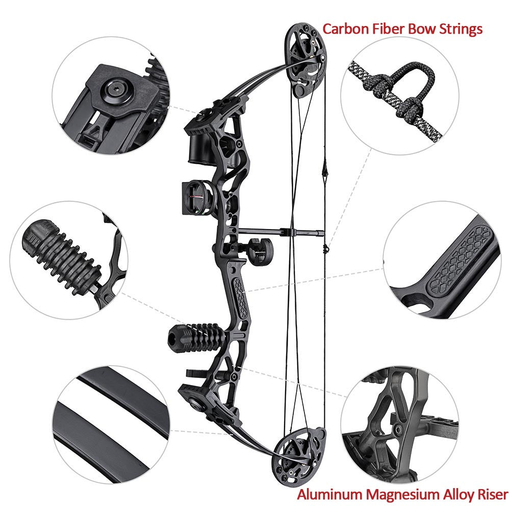 Yescom Compound Bow Kit Youth Archery Bow and 6 Carbon Arrows