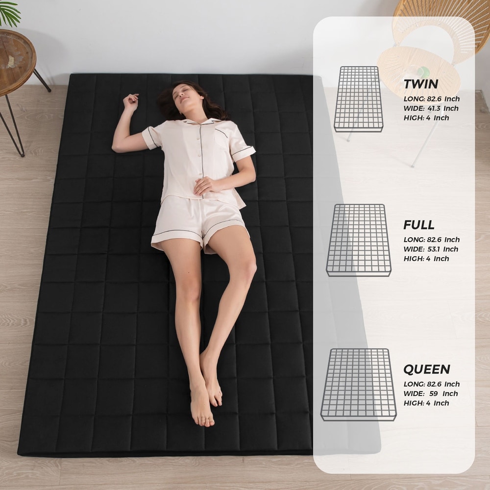 Black Grids Futon Mattress with Removable Cover