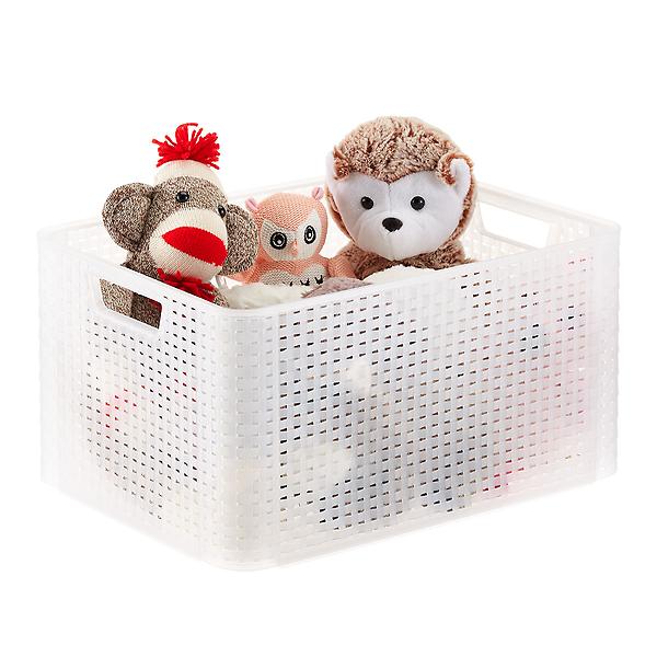 Curver White Basketweave Storage Bin with Handles