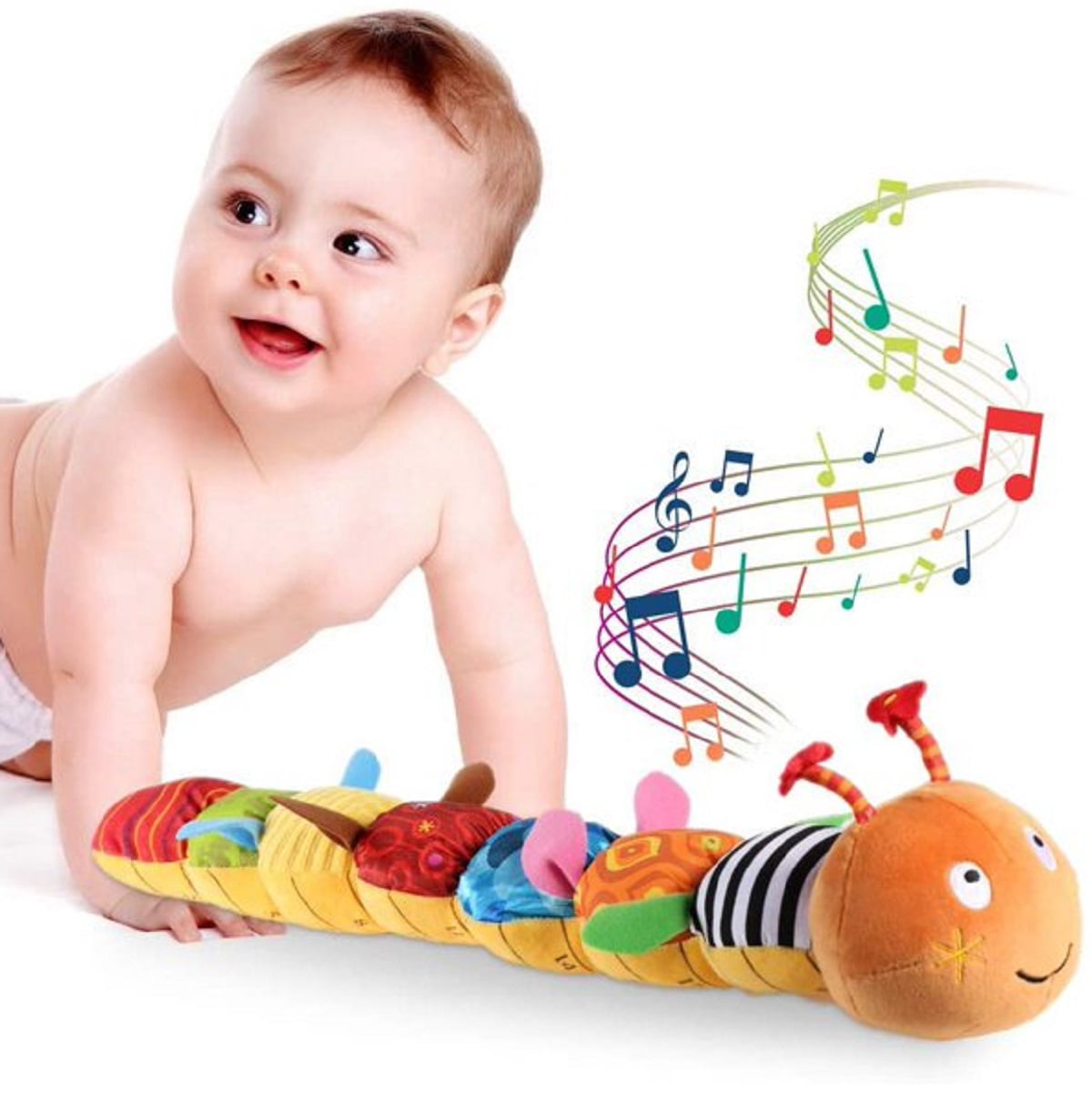 ZHANGHENG baby toy music caterpillar multi-color baby toy folding rattle tape design， bell and rattle education children plush toys， suitable for newborns， boys