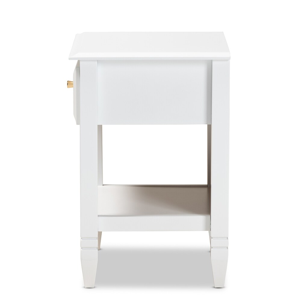 Naomi Classic and Transitional 1 Drawer Bedroom Nightstand