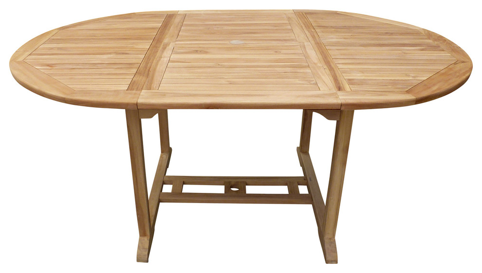 Seven Seas Teak Round to Oval Outdoor Patio Extension Table   Transitional   Outdoor Dining Tables   by Chic Teak  Houzz