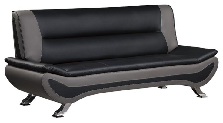 Lexicon Veloce Faux Leather Sofa in Black and Gray   Contemporary   Sofas   by Homesquare  Houzz