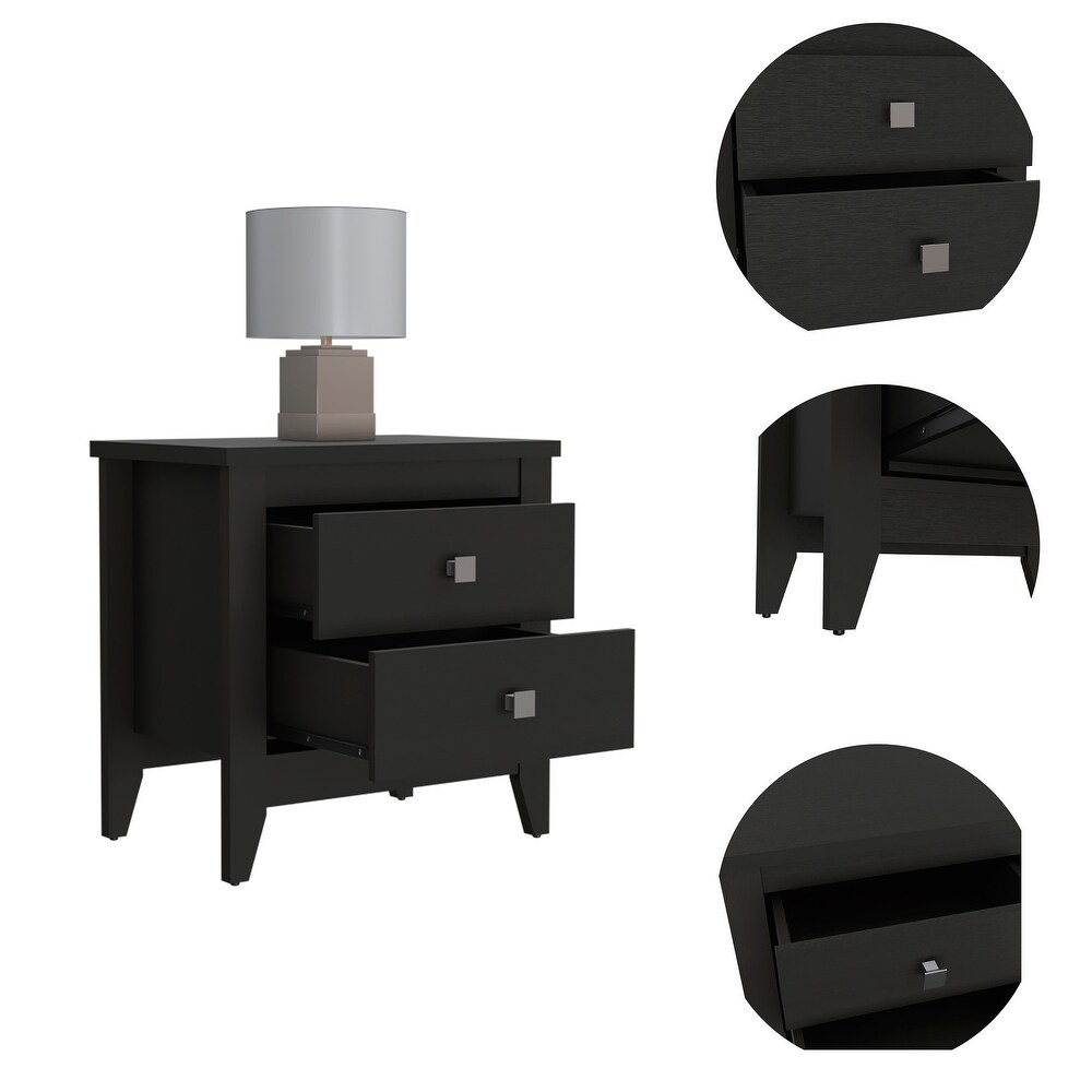 FM Furniture Breeze Four Legged Modern Bedroom Nightstand  with Two Drawers