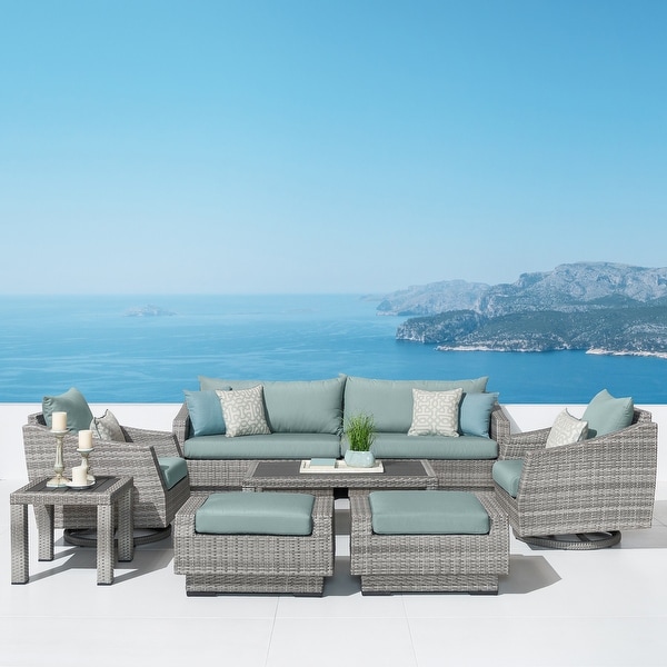 Cannes Deluxe 8 Piece Sunbrella Outdoor Patio Sofa and Club Chair Set