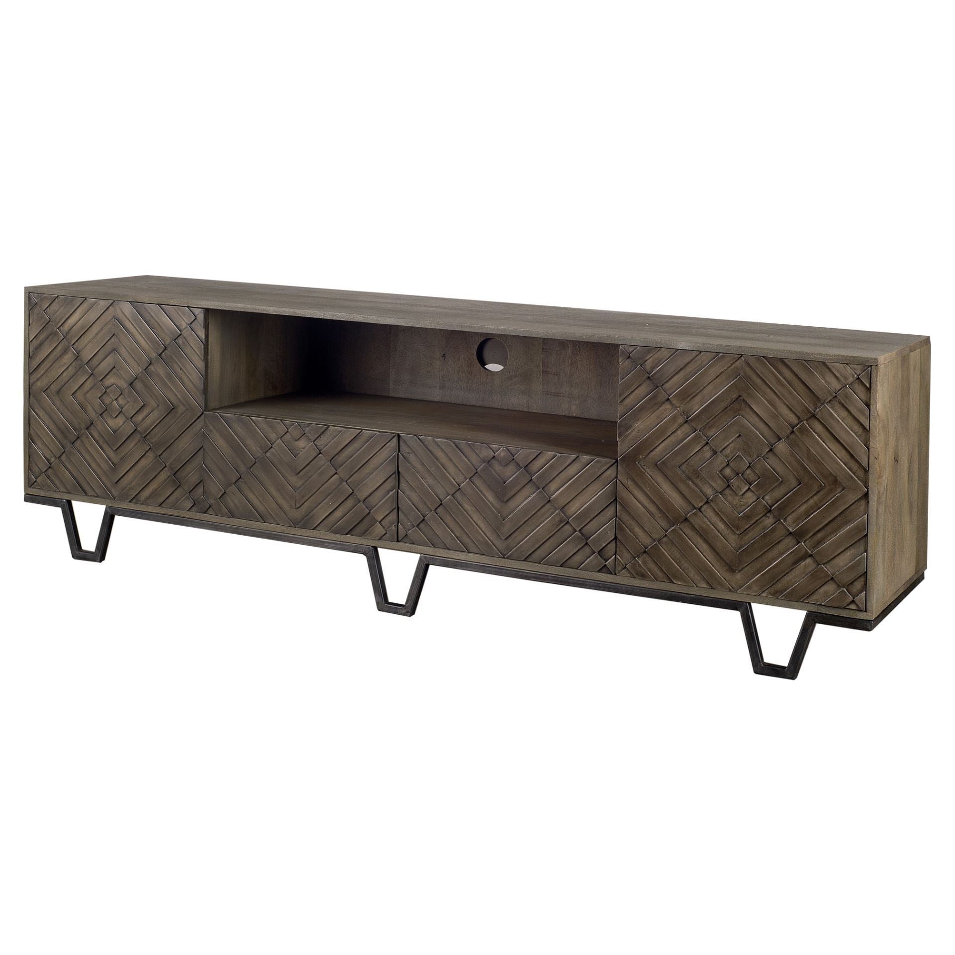 Argyle II Medium Brown Wood and Metal TV Stand / Media Console with Storage - 76