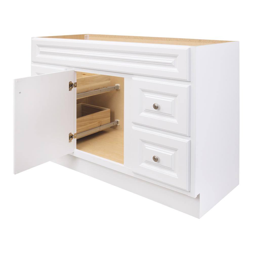 Glacier Bay Hampton 48 in. W x 21 in. D x 33.5 in. H Bath Vanity Cabinet without Top in White HWH48D