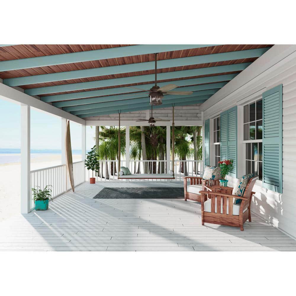 Hunter Coral Bay 52 in IndoorOutdoor Weathered Copper Ceiling Fan with Remote and Light Kit