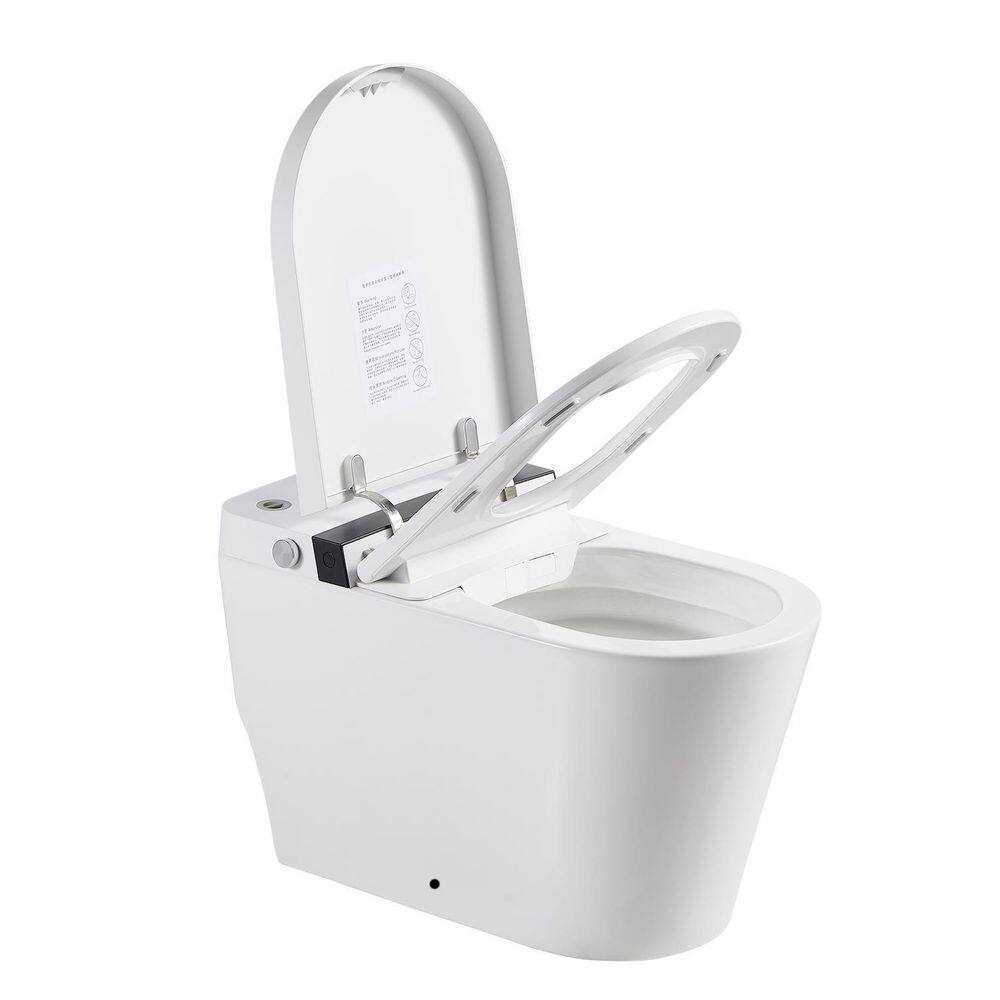 ANGELES HOME Smart Toilet Integrated Bidet in White Auto Open Heated Seat Self -Clean Nozzle and Remote Control Round Bowl MST740-2