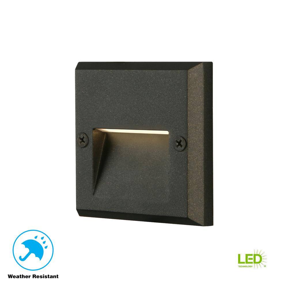 Hampton Bay 40-Lumen 5.5 in. Low Voltage Black Integrated LED Deck Light JAO2601LL