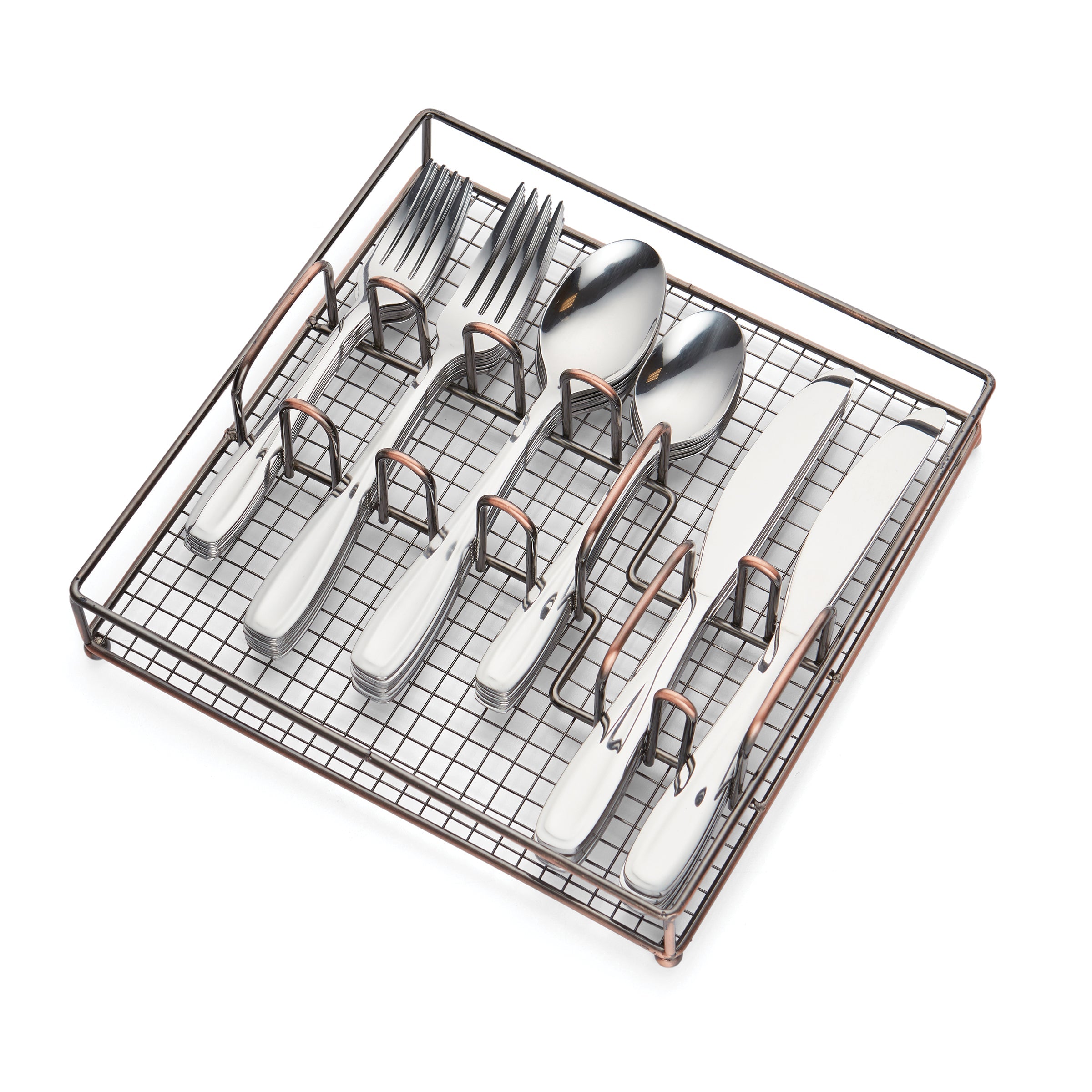 Waylen Mirror 40-Piece Flatware Set with Caddy